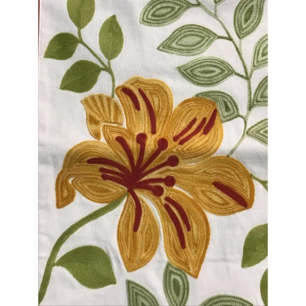 Pier 1 Imports Floral Embroidered Table Runner 14x72 Cotton Lined Boho Whimsical - Picture 10 of 12